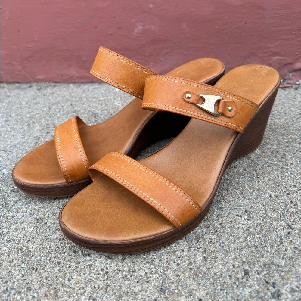 real italian leather wedge sandals